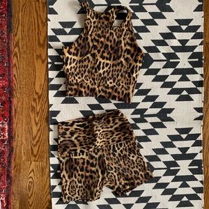 Miloh Fox Cheetah yoga crop + shorts